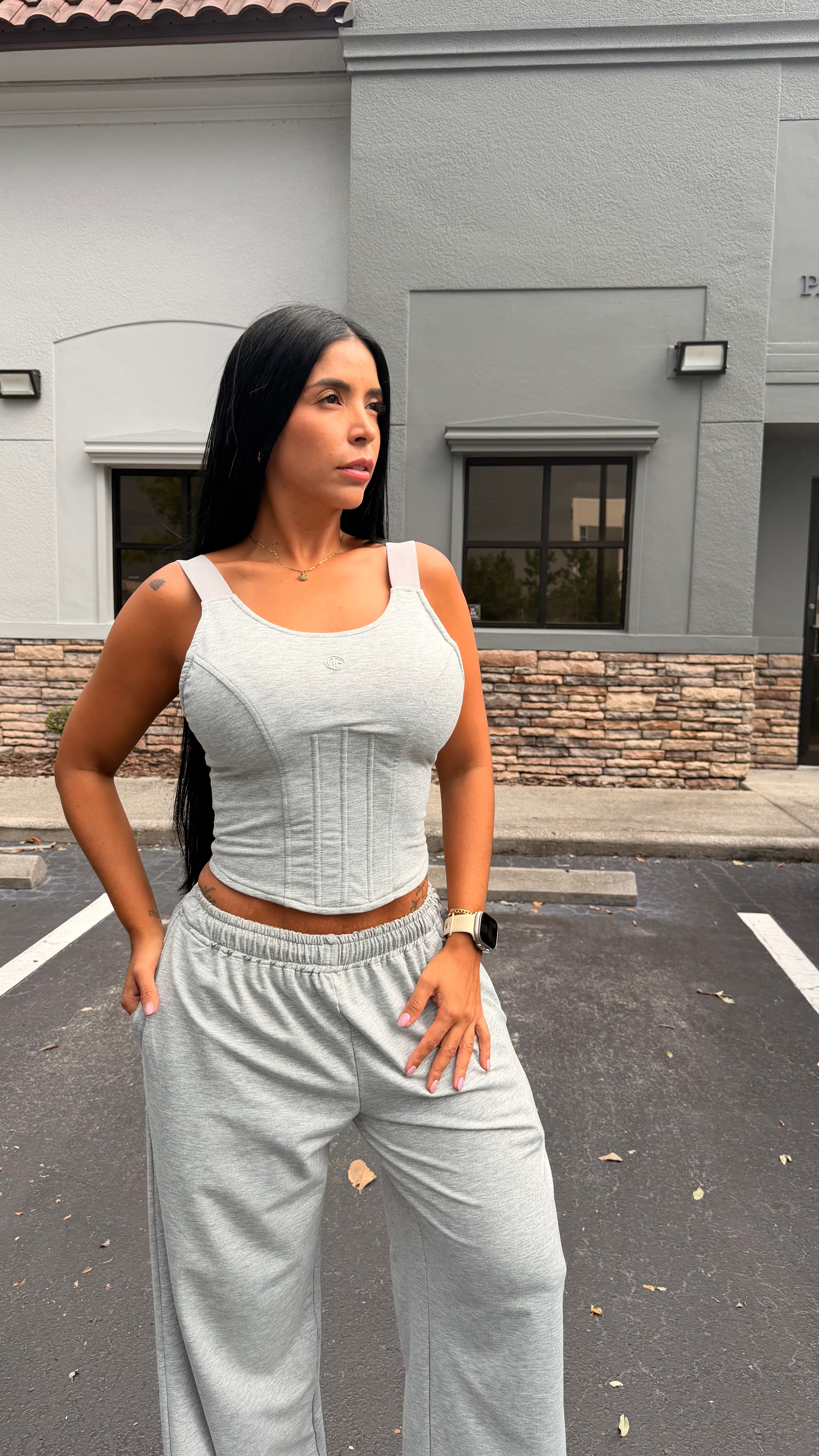 Joa Giraldo Esence Gray Set Comfy - Pant & Corcet top