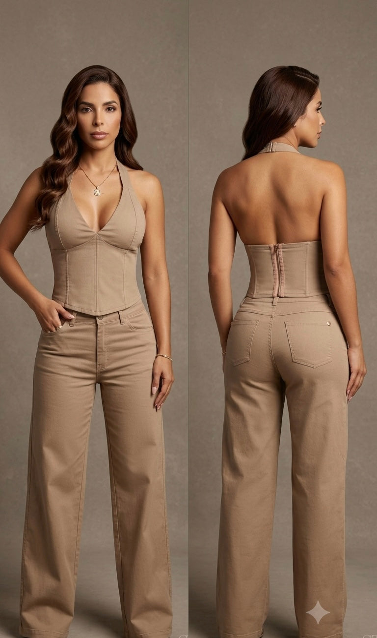 Joa Giraldo Sahara  Set  Elastic - Pant & Corcet top